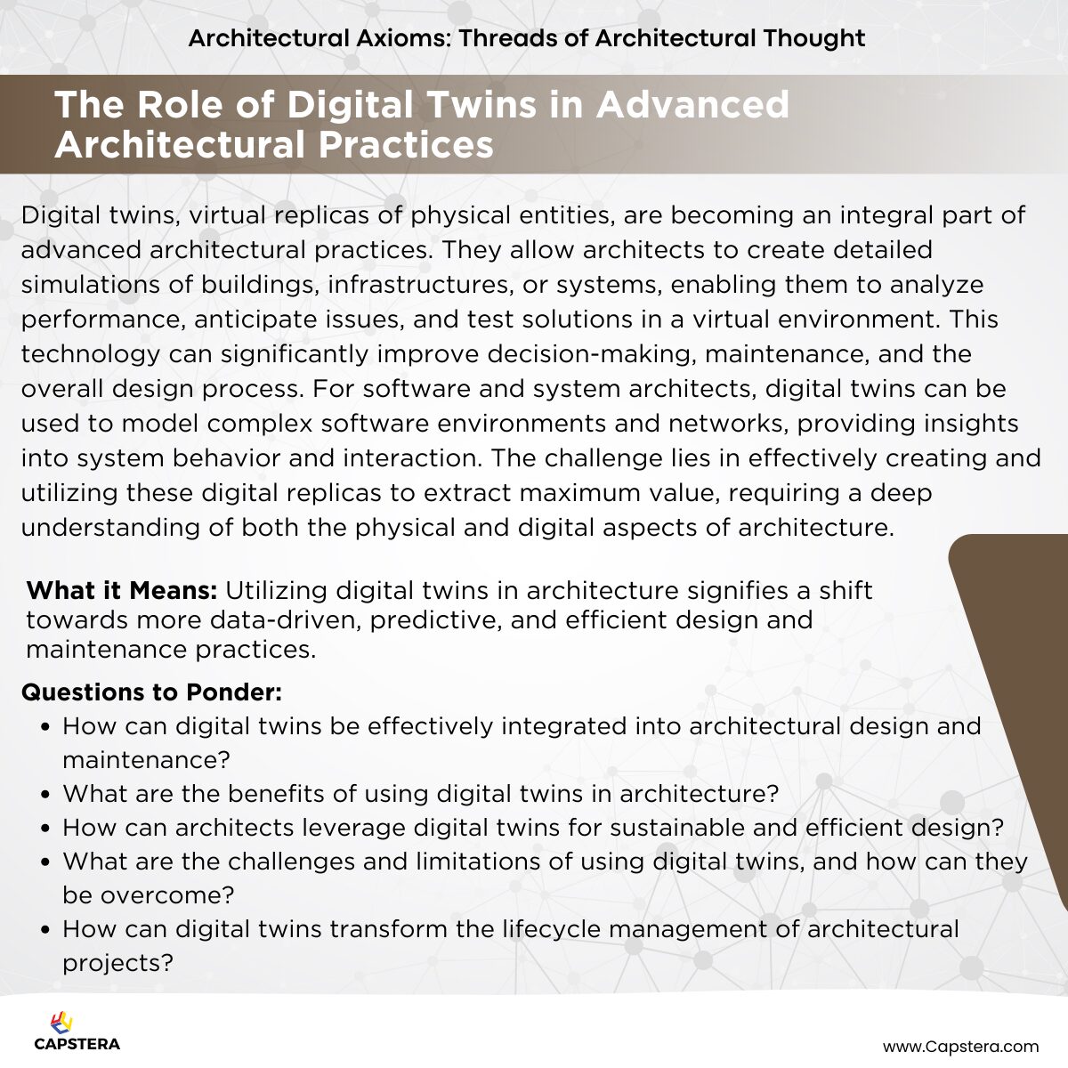 The Role of Digital Twins in Advanced Architectural Practices