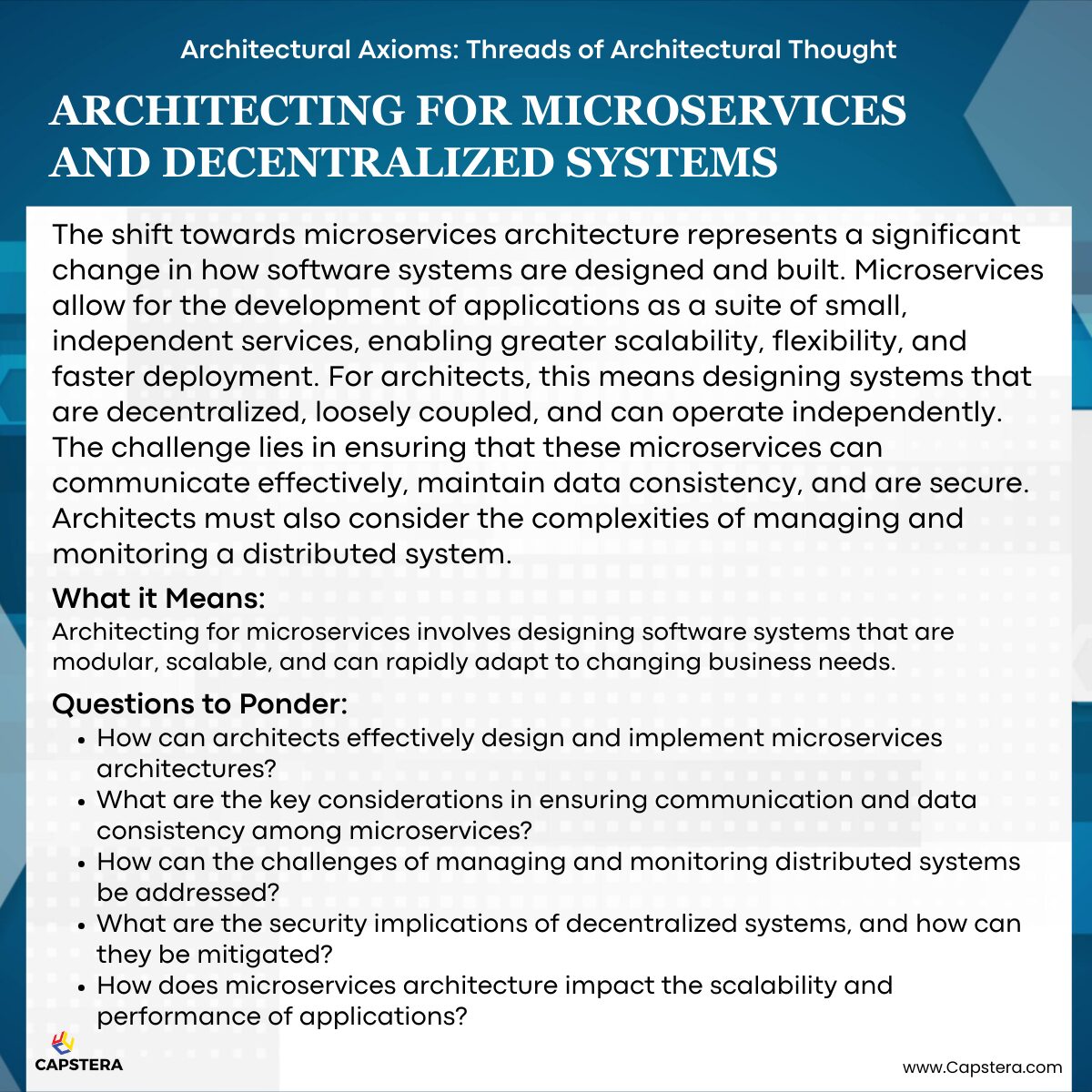 Architecting for Microservices and Decentralized Systems